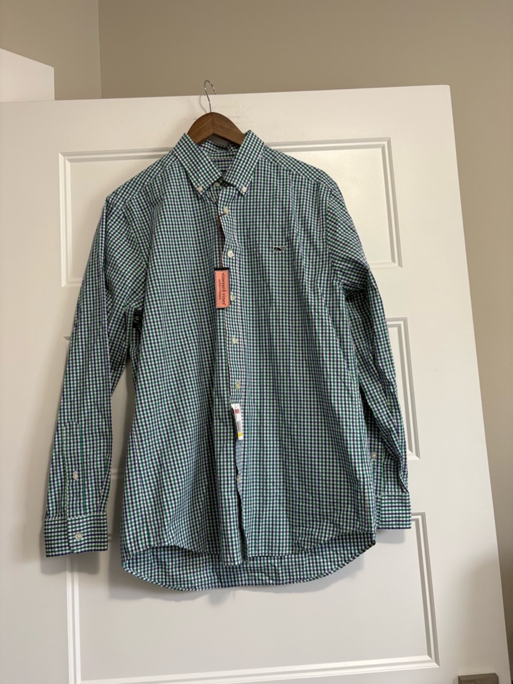 Vineyard Vines Green and White Gingham Button-Down Shirt
